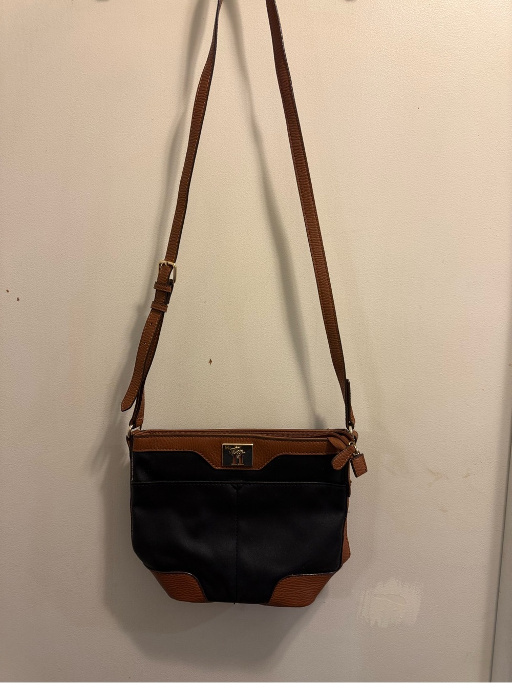 Two-Tone Black and Brown Tig II Crossbody Bag